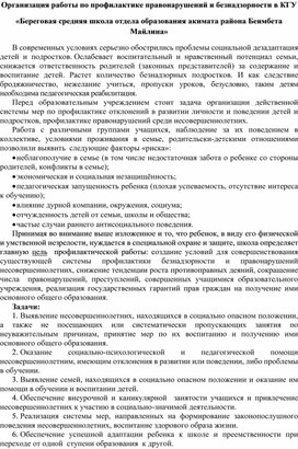 Организация работы по профилактике правонарушений и безнадзорности