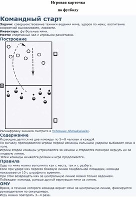 Игровая карточка "Командный старт"