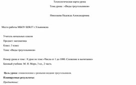 Разработка урока математики 3 класс по теме "Виды треугольников"