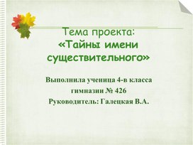 Презентация к уроку. Проект "Тайны имени существительного"