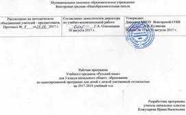 Рабочая программа по русскому языку 3 класс по АОП
