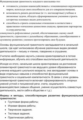 Обложка для материала Пути формирования функциональной грамотности в начальной школе.