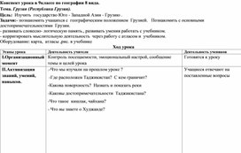 Конспект урока географии в 9 классе по теме: "Грузия (Республика Грузия)".