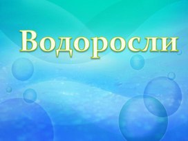 Обложка для материала Методическая разработка по теме водросли