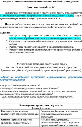 Обложка для материала Модуль «Технологии обработки материалов и пищевых продуктов»  Практическая работа