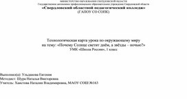 Обложка для материала Технологическая карта урока по окружающему миру на тему "Почему солнце светит днём, а солнце - ночью?"