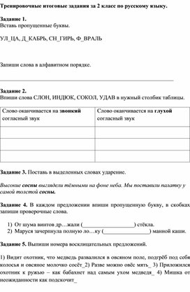 Обложка для материала Диагностические итоговые тренировочные задания по русскому языку 2 класс