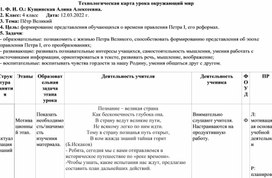 Разработка конспекта урока по окружающему миру 4 класс "Пётр Великий"