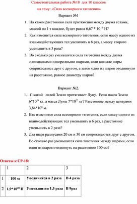 Обложка для материала Самостоятельная работа   для 10 классов
