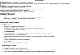 Урок математики для 2 класса: Название компонентов и результата умножения.