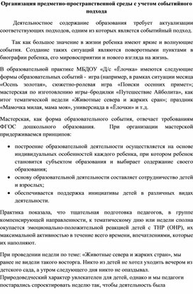 Обложка для материала Организация предметно-пространственной среды с учетом событийного подхода