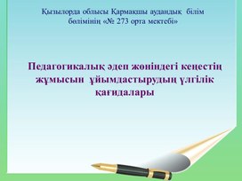 Педагогикалық әдеп жөніндегі кеңестің жұмысын  ұйымдастырудың үлгілік қағидалары