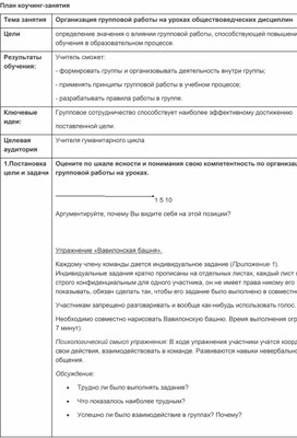 Обложка для материала Организация групповой работы на уроках обществоведческих дисциплин