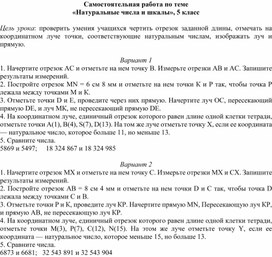 Самостоятельная работа по теме «Натуральные числа и шкалы», 5 класс