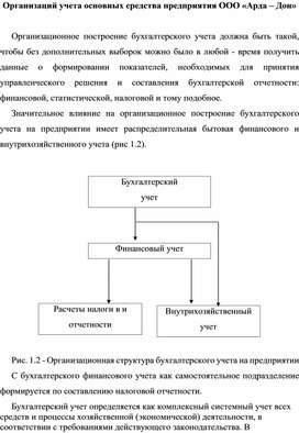 Доклад на тему: Организаций учета основных средства предприятия ООО «Арда – Дон»