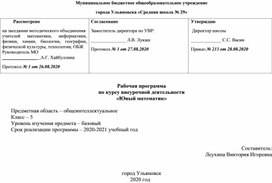 Рабочая программа по курсу внеурочной деятельности "Юный математик", 5 класс