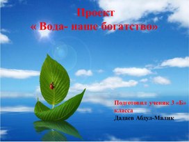 Проект "Вода-наше богатство"