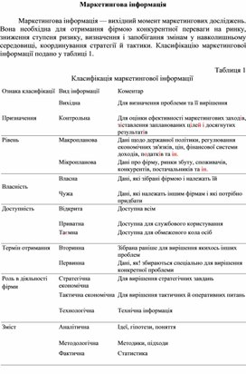 Обложка для материала Маркетингова інформація