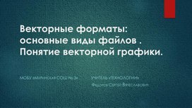 Векторные форматы: Основные виды файлов. Понятие векторной графики.