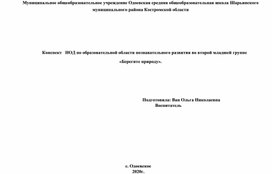 Конспект НОД по образовательной области познавательного развития во второй младшей группе  «Берегите природу».