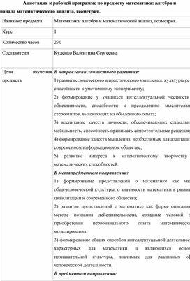 Рабочая программа для 1 курса СПО