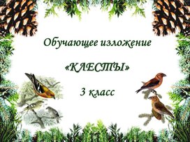 Презентация к уроку русского языка в 3 классе "Изложение " Клесты""