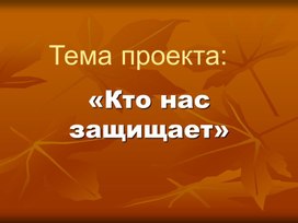 Проект по окружающему миру "Кто нас защищает"