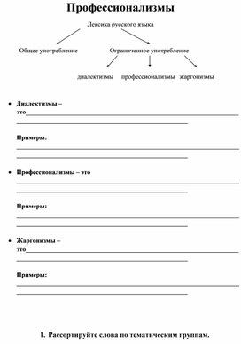 Профессионализмы. 6 класс