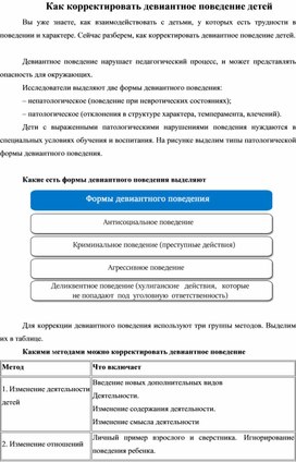 Как корректировать девиантное поведение детей