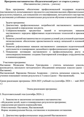 Обложка для материала Программа наставничества (наставническая пара: учитель-учитель)