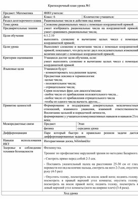 Обложка для материала чисел с помощью координатной прямой Разработка урока