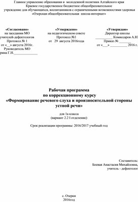 Обложка для материала Рабочая программа по коррекционному курсу РСВ и ФПСР