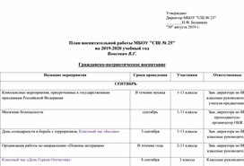 Обложка для материала План воспитательной работы