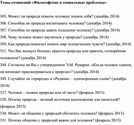 Темы сочинений «Философские и социальные проблемы»