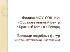 Обложка для материала Презентация по геометрии 8 класс на тему Площади подобных фигур