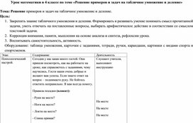 Урок математики в 4 классе по теме «Решение примеров и задач на табличное умножение и деление»