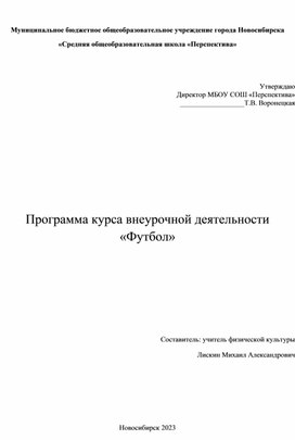 Программа курса внеурочной деятельности "Футбол"