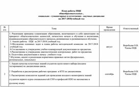 План работы ПЦК общеобразовательных , социально - гуманитарных и естественно - научных дисциплин на 2017-2018 учебный год  (ГБПОУ МО "Сергиево-Посадский колледж")