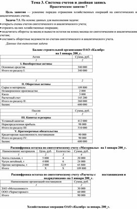 Обложка для материала Тема 3. Система счетов и двойная запись Практическое занятие 7