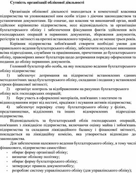 Обложка для материала Сутність організації облікової діяльності