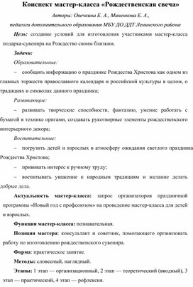 Обложка для материала Мастер-класс "Рождественская свеча"