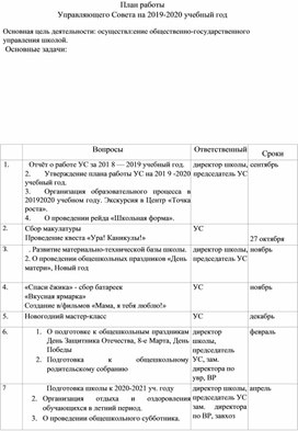 Обложка для материала План работы УС