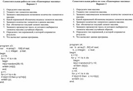 Обложка для материала Самостоятельная работа по теме «Одномерные массивы»