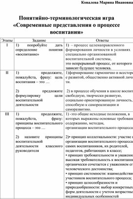 Современные представления о процессе воспитания