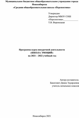 Программа внеурочной деятельности "Школа радости"