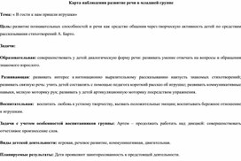 Обложка для материала Карта наблюдения развитие речи в младшей группе