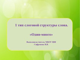 Обложка для материала Понятие ОДИН-МНОГО . Обогащение активного словарного запаса.