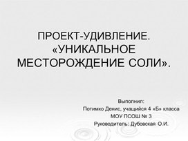 Проект-удивление "Уникальное месторождение соли"