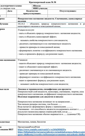 Обложка для материала Поверхностное натяжение жидкости. Смачивание, капилярные явления1