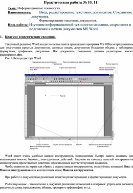 Ввод, редактирование текстовых документов. Сохранение документа. 				Форматирование текстовых документов.